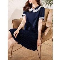 아나운서원피스 결혼식 반팔 프렌치 슬림핏 레이스 펀칭 카라 미디 플리츠 심플 돌잔치 파티