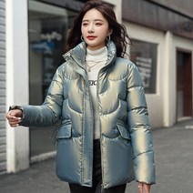 짧은 다운 코튼 자켓 2022 새로운 겨울 파카 따뜻한 기본 코트 느슨한 스탠드 점퍼