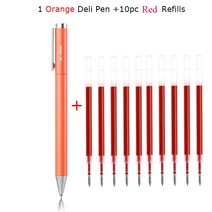 쓰기용품 Xiaomi Deli-금속 사인 펜 젤 잉크 9.5mm 서명 스타일로 부드러운 리필 미쿠니 일본 Caneta OEM 검정 파랑, [20] 1 Orange 10 Red Ink