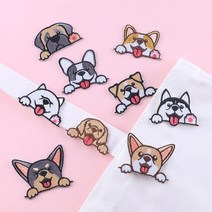 토네이도 스톰 8피스 로열 도그 귀여운 강아지 라운드 래브라도 골든 리트리버 달마시안 허스키 도베르만 하운드 자수 패치 바느질/다림질 패치 장식 아플리케 DIY 액세서리 배지 (, Golden,White