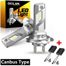 OXILAM LED 팬리스 헤드라이트 전구 6500K 화이트 무선 자동차 헤드 램프 360 H7 미니 CSP 칩 12V 16000, 02 Canbus Type_01 H7