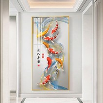 Yangzhou 3D 다이아몬드 황금 물고기 대형 보석십사수 라운드 큐빅 DIY세트 집순이 집돌이 취미 태교십자수200010765, 90x170