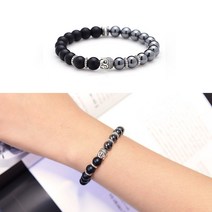 행운을 주는 부타 해골 오닉스 헤마타이트 남성팔찌