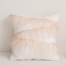 북유럽 도트 소파 쿠션 단색 모던 붙박이의자쿠션 등방석 사무실 인테리어 거실 허리 받침, 흰 바탕에 분홍색 깃털