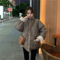 모노위크 체크 양면 숏 패딩