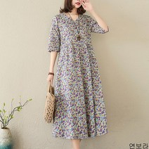 [바니드] 여름 롱 라인 데일리룩 루즈핏 인기원피스 빅사이즈 플라워 0676