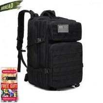 새로운 대용량 남자 육군 전술 카모 배낭 군사 공격 가방 야외 3P EDC Molle 팩 트레킹 캠핑 사냥, Black