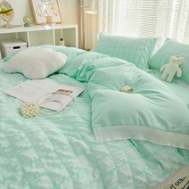 Korean style girl heart 공주 바람 침대 종 빨 면 여름 침대 시트 이불 커버 침대 스커트 시어서커-라벤더 BLM .m 침대 시트 종 세트 (이
