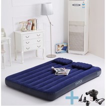INTEX 인텍스 에어매트( 광폭싱글 ) + 자동펌프, 다우니 에어매트( 광폭싱글 ) + 차량용펌프