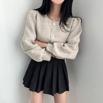 NewCare여성 스퀘어 긴팔 숏트위드 블라우스