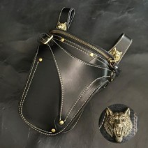 할리힙색 소가죽 레트로 빈티지 오토바이 레그백 바이크 보조가방, ⑮싱글백 늑대 버클
