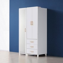 폰델 3서랍 장롱세트 거울도어형 1000, 화이트