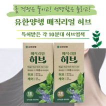 유한양행 유한 매직리얼허브 10분대 허브염색약 1호 자연흑갈색 2호 연한흑갈색 중, 1개