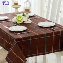 SKANDSALO 식탁보 모던 체크무늬 심플 도트 스트라이프 순면 캔버스 티테이블보 성탄 인테리어 테이블 천다기, T11-체크-커피, C04-90*140