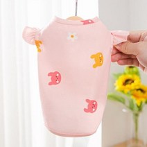 애완동물 옷 장난감 귀여운 토끼 프린트 애완 동물 조끼 요크셔 플레어 소매 의류 여름 얇은 섹션 편안한 개 핑크 강아지 티셔츠, Pink+XL