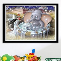 DIY 보석십자수 주문제작 보석비즈십자수 큐빅십자수 결혼선물 집들이선물, 40x50, 코끼리