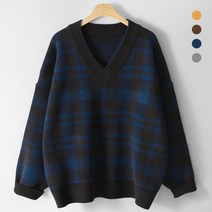 타탄체크 브이넥 니트 (MDKN537MT)