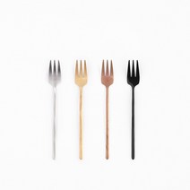 클래식 홈카페 브런치 커트러리 과일 티 포크 4컬러 골드 실버 로즈골드 블랙, 티포크 골드