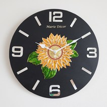마리데코 파인아트 해바라기 오픈 벽시계, 블랙