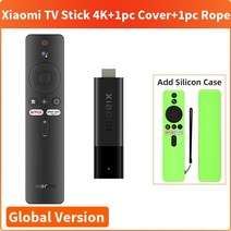 셋탑박스 OTT셋톱박스 새로운 xiaomi mi tv 스틱 4k 글로벌 버전 android tv 11 쿼드 코어 2gb ram 8gb rom 블루투스 5.0 netflix, 녹색 덮개 추가, 우리 플러그