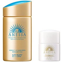 아네사 썬크림 시세이도 2022 모델 아넷사 퍼펙트 유브이 스킨 케어 밀크 앤 선크림 유브이 본체 2.0 fl oz (60 ml), 시험 세트, 60ml+6ml