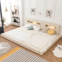 고릴라가구 허그 LED 패밀리침대 [오픈형Q+SS]_매트별도, 그레이