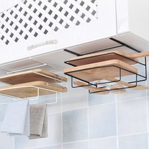 데코위즈 씽크대 철제 도마 2단행거 키친 행주 도마걸이 수납 정리, 블랙