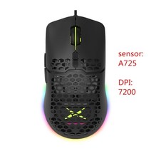 스타크래프트마우스 서든어택 버티컬 손목보호 Delux M700A 경량 RGB 게임용 마우스 67g 7200DPI 벌집 쉘 컴퓨터 게이머용 울트라 위브 케이블이 있는 인체 248, 검은 색, 협동사