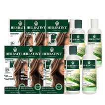 허바틴트 염색약 샴푸 컨디셔너 3종 세트 Herbatint Permanent Hair Color in 5N Light Chestnut, 6팩