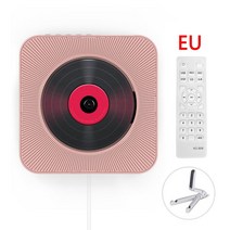 벽걸이cd플레이어 휴대용 시디플레이어 cd플레이어 벽걸이 형 CD 플레이어 서라운드 사운드 FM 라디오 블루투스 USB MP3 디스크 음악 원격 제어 스테레오 스피커, [07] Pink EU Plug