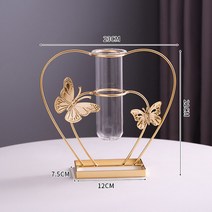 주물냄비 훠궈냄비 북유럽 철제 나비 꽃병 수경법 화분 식물 홀더 책상 장식 랙 유리 병 홈 데코, 03 Heart shape, 한개옵션1