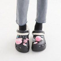 6cm 키높이 뽀글이안감 크록 폼폼 슬리퍼 겨울 털슬리퍼 실내화