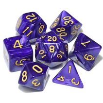 보드 게임 주사위 7 개대 다면체 주사위 rpg 보드 게임 dnd 게임에 대한 진주 효과 d4 d6 d8 d10 d d12 d20, 보라색 w 금색 잉크