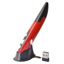 새로운 2.4G 무선 마우스 펜 개성 있는 크리에이티브 수직 펜 모양의 스타일러스 배터리 PC 및 노트북 적, 02 빨간, 한개옵션1