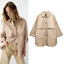ZARA 캐주얼 페이크 레더 오버셔츠 재킷 점퍼 3046075