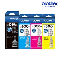 부라더 BTD60 + BT5000 3종 프린터 잉크 세트, BTD60(검정) + BT5000(노랑/빨강/파랑), 2세트