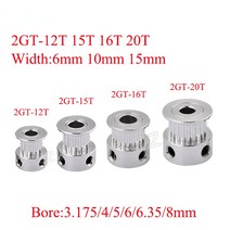 2GT 12 15 16 20 톱니 타이밍 풀리 보어 3.17/4/5/6/6.35/8mm GT2 벨트 폭 6mm 10mm 3D 프린터 CNC 부품, 01 12 Teeth Bore 4mm_01 6mm