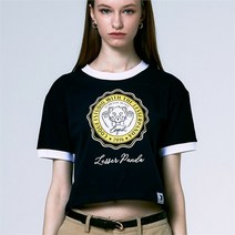 coquetstudio [코케트스튜디오] [WOMAN] COLLEGE LESSER FACE LOGO CROP T NAVY