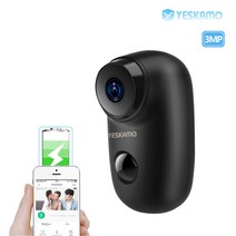 YESKAMO 예스카모 미니 태양광패널 배터리형 실내외용 무선 WiFi CCTV 카매라, 블랙 단품