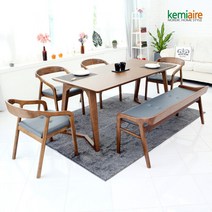 케미에르 티크로 6인 원목식탁SET(벤치형) KHD-661B, KHD-661B/네이비