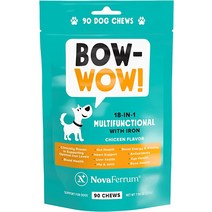 NovaFerrum 보우 와우 개를 위한 철분 보충제가 포함된 18in1 다기능 빈혈에 대한 피 지원 글루코사민 프로바이오틱스 항산화제 치킨맛 90개