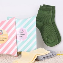 룰루데이 어린이집생일선물 답례품 골지 양말+반달상자+스티커 완포장