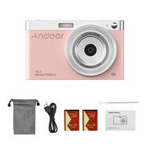 줌카메라 Andoer-컴팩트 4K 디지털 카메라 비디오 캠코더 50MP 2.88 인치 IPS 스크린 자동 초점 16X, 03 Pink_01 Standard