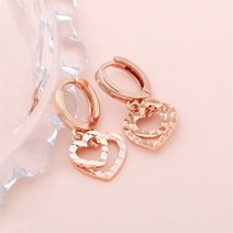 오노마 오노마 ONM 14K 금침 로즈골드 컷팅 하트 드롭 원터치 링 귀걸이 (9592509)