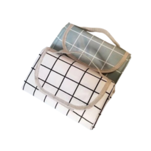 티마마티 모던 체크 양면 방수 피크닉 매트, 그린&화이트