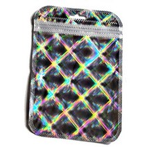 재니야 반짝이 홀로그램 지퍼백 미니 사이즈 100매 트윙클 체크 레인보우