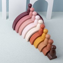 몬테소리 레인보우 교육용 나무 빌딩 블록 세트 아치 브릿지 북유럽 스타일 목재 어린이 장난감 천연 어린이 장난감, 02. B