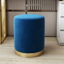 레네토 화장대의자 벨벳 PU가죽 화장대 스툴 원형 스툴의자, 다크 블루 벨벳+(증정)신체측정줄자