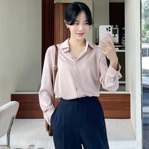 무드 여리 히든 버튼 블라우스