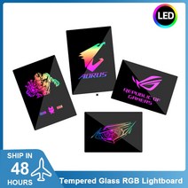 데스크탑 케이스 Mod 컴퓨터 조명 패널 5v12v aura sync rgb 명판 rog ssd 백 플레이트 커버 강화 유리 게임 캐비닛 라이트 보드, 5v 사용자 정의, 없음